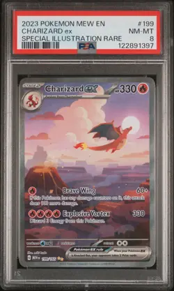 2023 POKEMON MEW EN-151 SPECIAL ILLUSTRATION RARE #199 CHARIZARD EX PSA 8 - Image 1