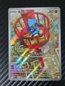 Pokemon Riolu #010 Mega Evolution ETB Promo Illustration Rare Full Art Holo - Image 1