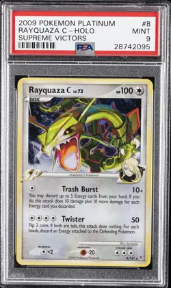 2009 POKEMON PLATINUM SUPREME VICTORS #8 RAYQUAZA C-HOLO PSA 9 - Image 1