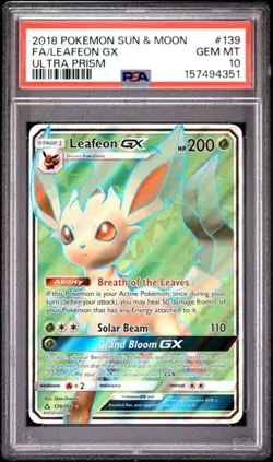 Pokemon Leafeon GX Ultra Prism Full Art #139 PSA 10 Gem Mint - Image 1
