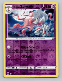 Hisuian Zoroark 076/196 Rare Lost Origin Pokemon Reverse Holo Near Mint - Image 1