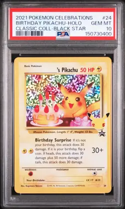 2021 POKEMON CELEBRATIONS CLASSIC COLLECTION #24 BIRTHDAY PIKACHU-HOLO PSA 10 - Image 1