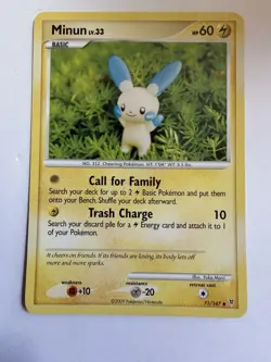 Minun Platinum 71/147 English 60 HP Common Pokemon TCG Card 2009 - Image 1