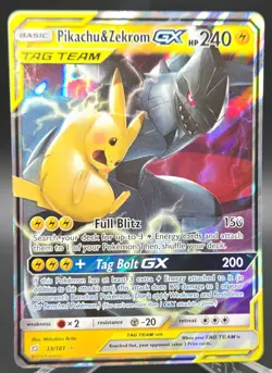 Pokemon Team Up Sun and Moon Pikachu & Zekrom GX 33/181 NM - Image 1
