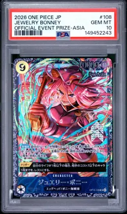 PSA10 One piece TCG OP13-108 JEWELRY BONNEY Flagship battle Top 8 Prize "Asia" - Image 1