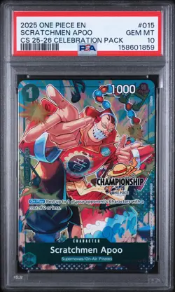 2025 One Piece Championship Celebration Pack Scratchmen Apoo #EB01-015 PSA 10 - Image 1