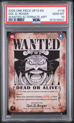 2025 ONE PIECE OP13-CARRYING ON HIS WILL #118 GOL D. ROGER PSA 10 - Image 1