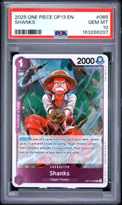 2025 Shanks (065) OP13-065 One Piece Carrying On His Will Psa 10 - Image 1