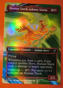 MTG: MARVEL SUPER HEROES, 0332, HUMAN TORCH,JOHNNY STORM, MSH, FOIL, UNCOMMON - Image 1