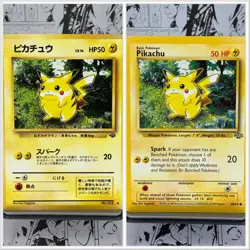 Vintage Pokemon Pikachu 60/64 Red Cheeks & Japanese Pikachu No. 025 Jungle Card - Image 1