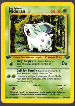 Nidoran 57/64 1st Edition Jungle Pokemon Card 1999 NM - Image 1