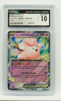 Lillie's Clefary ex 056/159 CGC 10 Journey Together JTG Graded Pokemon Card Slab - Image 1