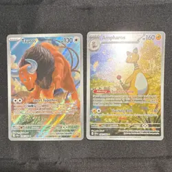 Pokemon TCG Crown Zenith 2-Card Holo Lot Tauros 096/086 Ampharos 090/086 - Image 1