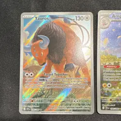Pokemon TCG Crown Zenith 2-Card Holo Lot Tauros 096/086 Ampharos 090/086 - Image 2
