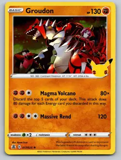 Groudon 017/025 Rare Celebrations Holo Near Mint - Image 1