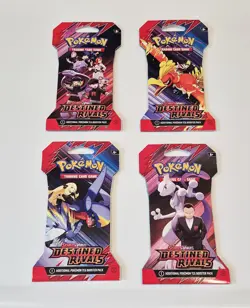 Complete Art Set 4 Booster Packs Pokemon TCG "Scarlet & Violet Destined Rivals" - Image 1