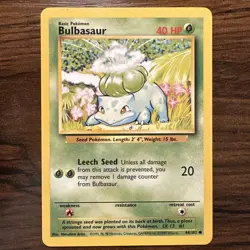 Bulbasaur 44/102 Common Base Set Unlimited Pokemon Near Mint - Image 1