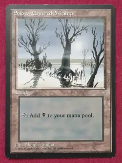 Magic The Gathering ICE AGE SNOW-COVERED SWAMP land card MTG - Image 1