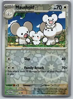 Maushold 161/198 Uncommon Scarlet & Violet Pokemon Reverse Holo Near Mint - Image 1