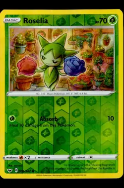 ROSELIA 003/202 COMMON SWORD & SHIELD POKEMON REVERSE HOLO NEAR MINT - Image 1