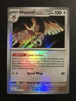 Pokemon Noctowl (Master Ball Pattern) Holo 078/131 Prismatic Evolutions Rare NM - Image 1