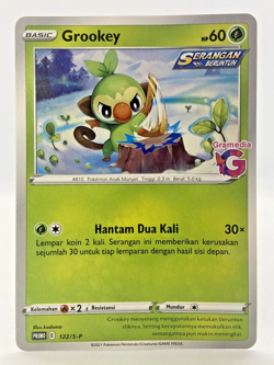 Pokemon TCG Indonesia Grookey Gramedia Special Stamp Promo 122/S-P - Image 1