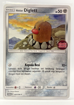 Special Pokemon TCG Indonesia Stamp Promo Choki Choki Alolan Diglett 065/SM-P - Image 1