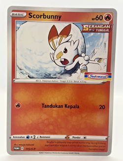 Limited Pokemon TCG Indonesia Scorbunny Promo 115/S-P Indomaret Stamp NM - Image 1