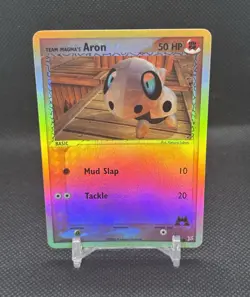 Team Magma's Aron 58/95 Reverse Holo Pokemon Card - Team Magma vs Team Aqua 2004 - Image 1