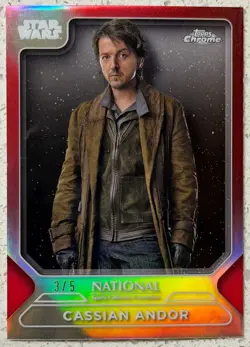 2025 TOPPS CHROME STAR WARS NATIONAL CASSIAN ANDOR RED REFRACTOR 3/5 - Image 1