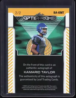 2025 Leaf Optichrome KaMario Taylor Red Auto /2 Mississippi State - Image 2