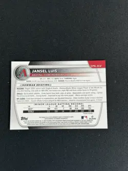 Jansel Luis 2025 Bowman 1st Chrome Auto #CPA-JLU AZ DIAMONDBACKS PROSPECT D.R. - Image 4