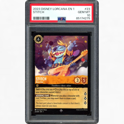 2023 DISNEY LORCANA THE FIRST CHAPTER #23/204 STITCH ROCK STAR PSA 10 - Image 1