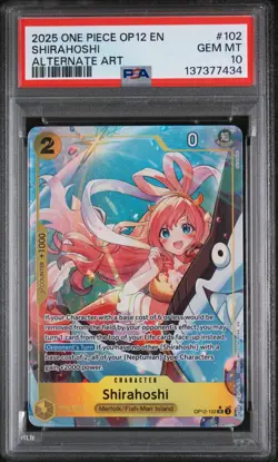 2025 ONE PIECE OP12-LEGACY OF THE MASTER ALTERNATE ART #102 SHIRAHOSHI PSA 10 - Image 1