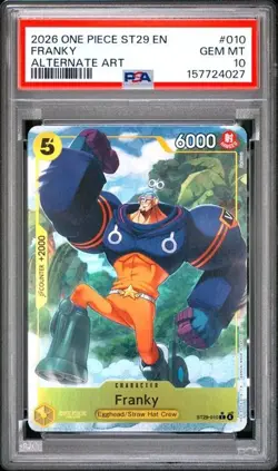 2026 One Piece ST29 EN Franky PSA 10 GEM Alternate Art Full Art #010 - Image 1