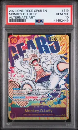 Monkey D Luffy PSA 10 One Piece OP05-119 Gear 5 Alternate Art SEC English 2023 - Image 3