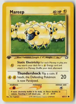 Mareep 65/111 Common Neo Genesis Pokemon 1st Edition Lightly Played - Image 1