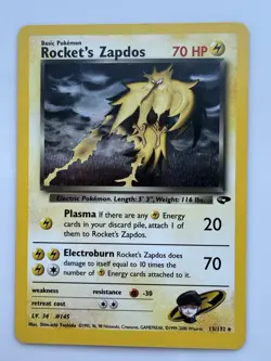 Pokemon TCG Rocket's Zapdos 15/132 Gym Challenge Holo Rare MP Unlimited 2000 - Image 1