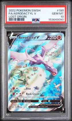 2022 POKEMON SWORD & SHIELD LOST ORIGIN #180 FULL ART/AERODACTYL V PSA 10 - Image 1