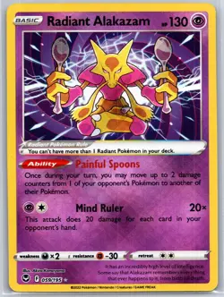 Radiant Alakazam 059/195 Radiant Rare Silver Tempest Pokemon Holo Near Mint - Image 1