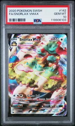 2020 POKEMON SWORD & SHIELD #142 FULL ART/SNORLAX VMAX PSA 10 - Image 1