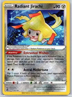 Radiant Jirachi 120/195 Radiant Rare Silver Tempest Pokemon Holo Near Mint - Image 1