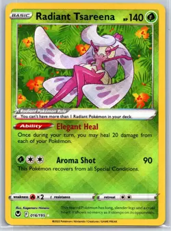 Radiant Tsareena 016/195 Radiant Rare Silver Tempest Pokemon Holo Near Mint - Image 1