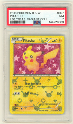 2013 POKEMON BLACK & WHITE LEGENDARY TREASURES RADIANT COLL #RC7 PIKACHU PSA 7 - Image 1