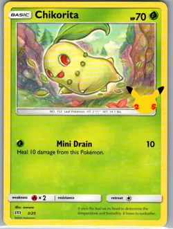 Chikorita - 2/25 Non Holo McDonald's 25th Anniversary Promos - Pokemon Card - NM - Image 1
