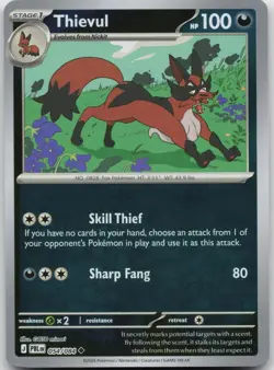 Thievul 054/084 Uncommon Pitch Black Pokemon REVERSE HOLO NM/M Pokemon - Image 1