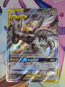 Pikachu and Zekrom GX Tag Team SM168 Damaged Promo - Image 1