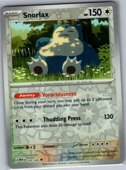 Snorlax 143/165 Reverse Holo SV: Scarlet & Violet 151 - Pokemon Card - NM - Image 1