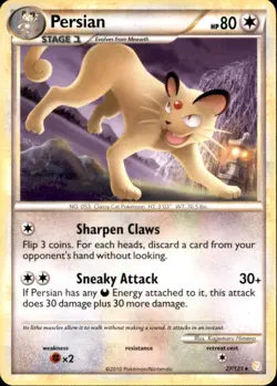 Persian 27/123 Rare HeartGold & SoulSilver Pokemon Near Mint - Image 1