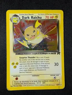 Pokemon TCG Dark Raichu 83/82 Team Rocket Vintage Secret Rare Damaged HP - Image 1